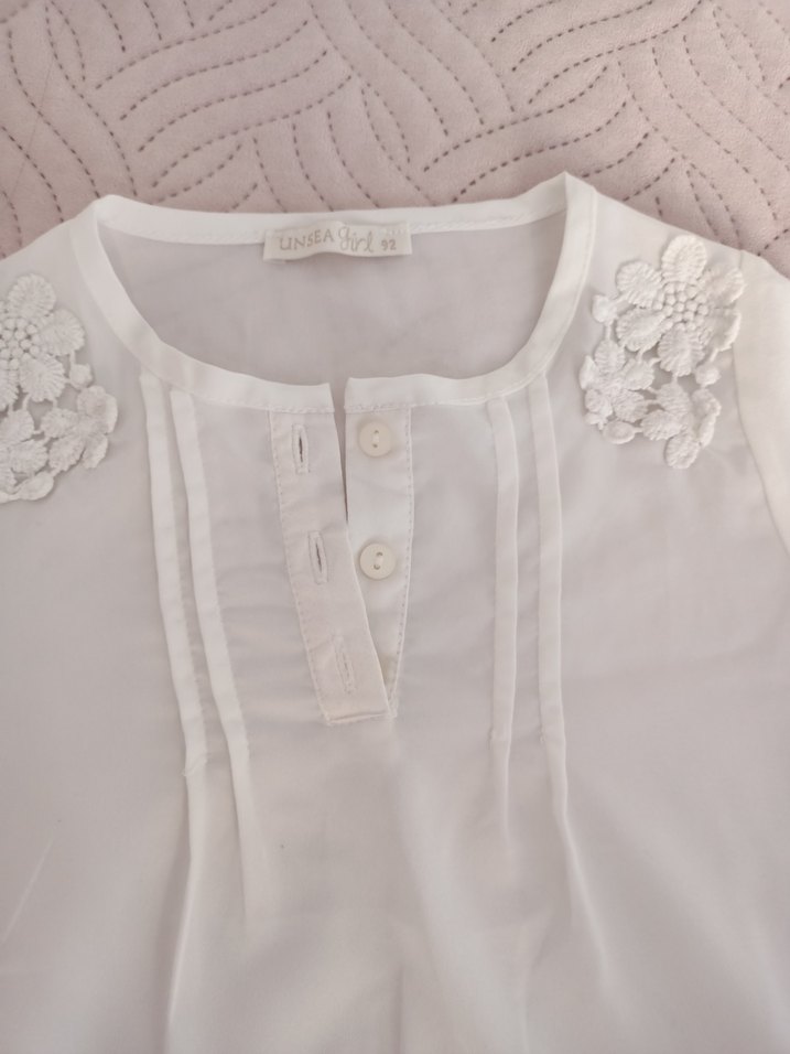 Kız Çocuk Beyaz Nakışlı Uzun Kollu Bluz - Görsel 3