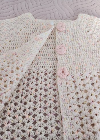 Kız Çocuk Beyaz Örgü Hırka - Görsel 7