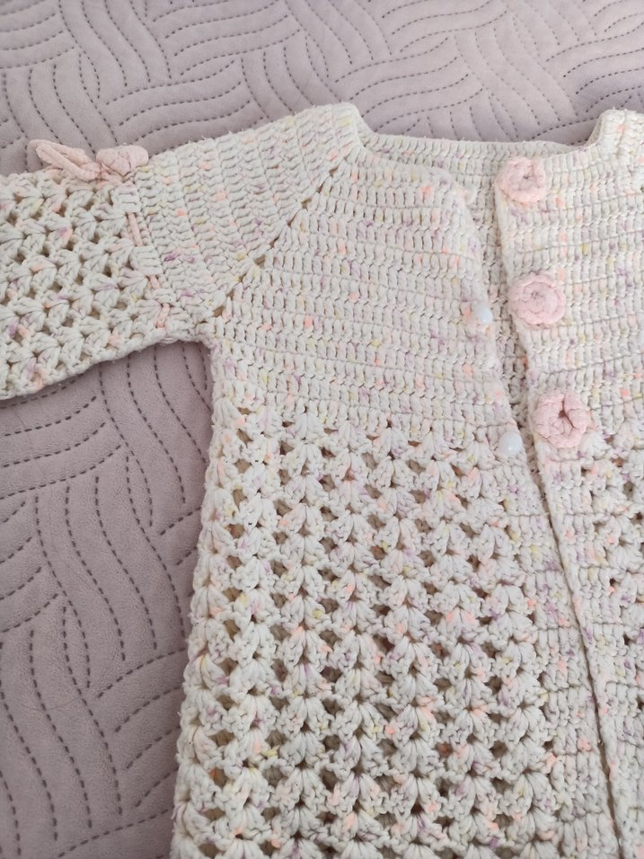 Kız Çocuk Beyaz Örgü Hırka - Görsel 4