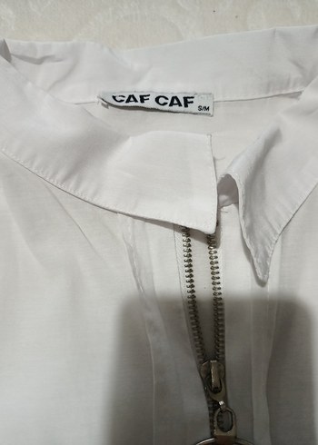 Fermuarlı Beyaz Keten Gömlek - Görsel 2