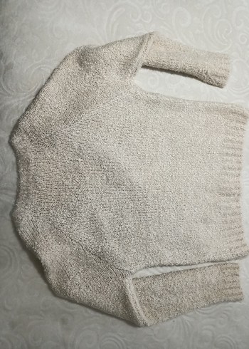 V Yaka Bej Kadın Triko Kazak - Görsel 9