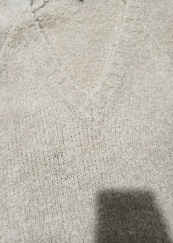 V Yaka Bej Kadın Triko Kazak - Görsel 8