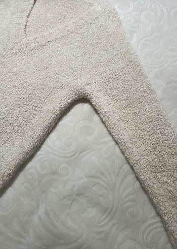 V Yaka Bej Kadın Triko Kazak - Görsel 6