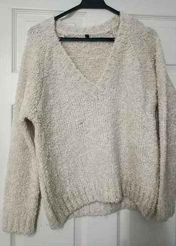 V Yaka Bej Kadın Triko Kazak - Görsel 10