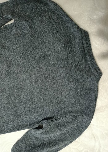Gri Kadın Yün  Triko Kazak - Görsel 8