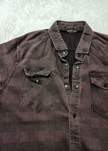 Düğmeli Kahverengi Erkek Keten Gömlek - Görsel 7