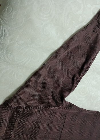 Düğmeli Kahverengi Erkek Keten Gömlek - Görsel 9