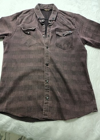 Düğmeli Kahverengi Erkek Keten Gömlek - Görsel 6