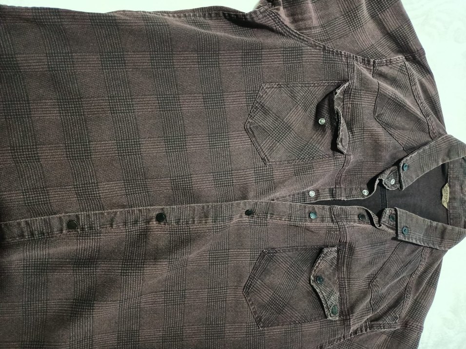 Düğmeli Kahverengi Erkek Keten Gömlek - Görsel 5