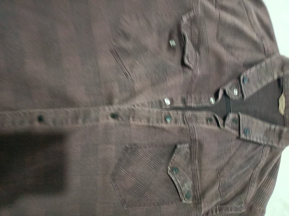 Düğmeli Kahverengi Erkek Keten Gömlek - Görsel 2