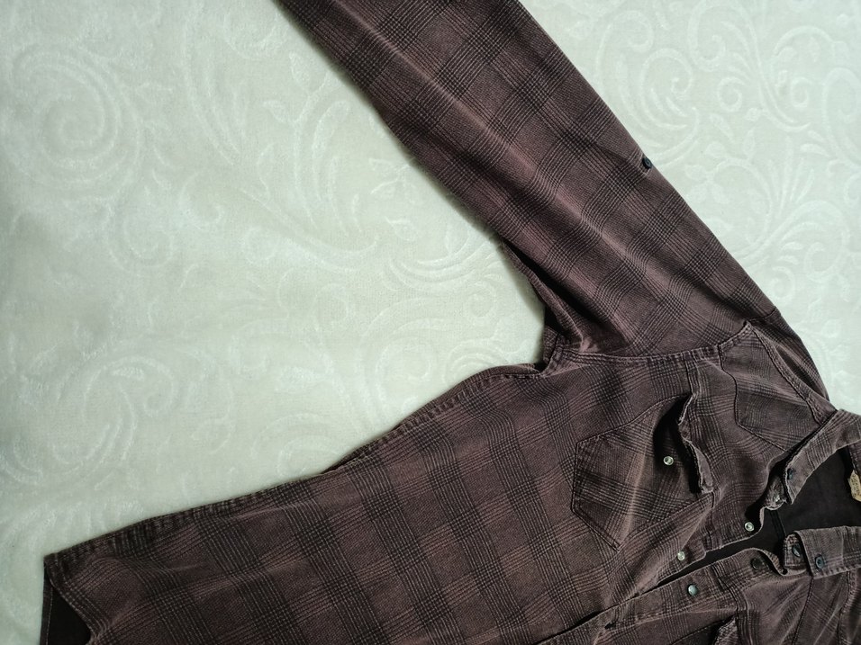 Düğmeli Kahverengi Erkek Keten Gömlek - Görsel 3