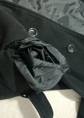 Düğmeli Siyah Midi Kadın Kaban - Görsel 5