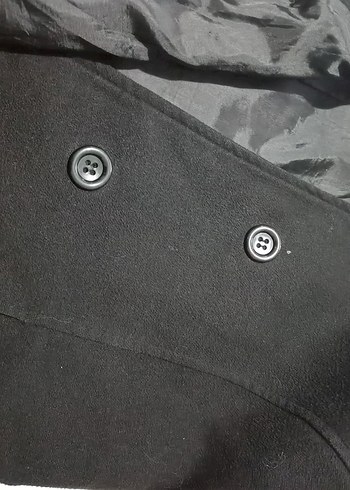 Düğmeli Siyah Midi Kadın Kaban - Görsel 10