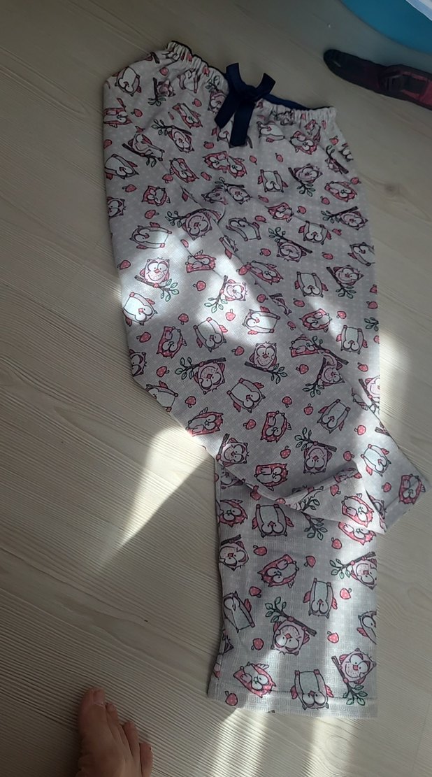 Gri Baskılı Kadın Kumaş pijama altı - Görsel 2