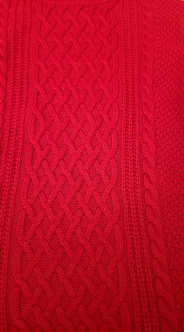 Kırmızı Örgü Boğazlı Kadın Kazak - Görsel 3