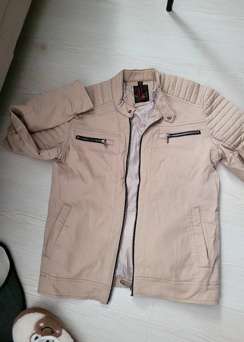 Bej Süet Erkek Biker Ceket - Görsel 2