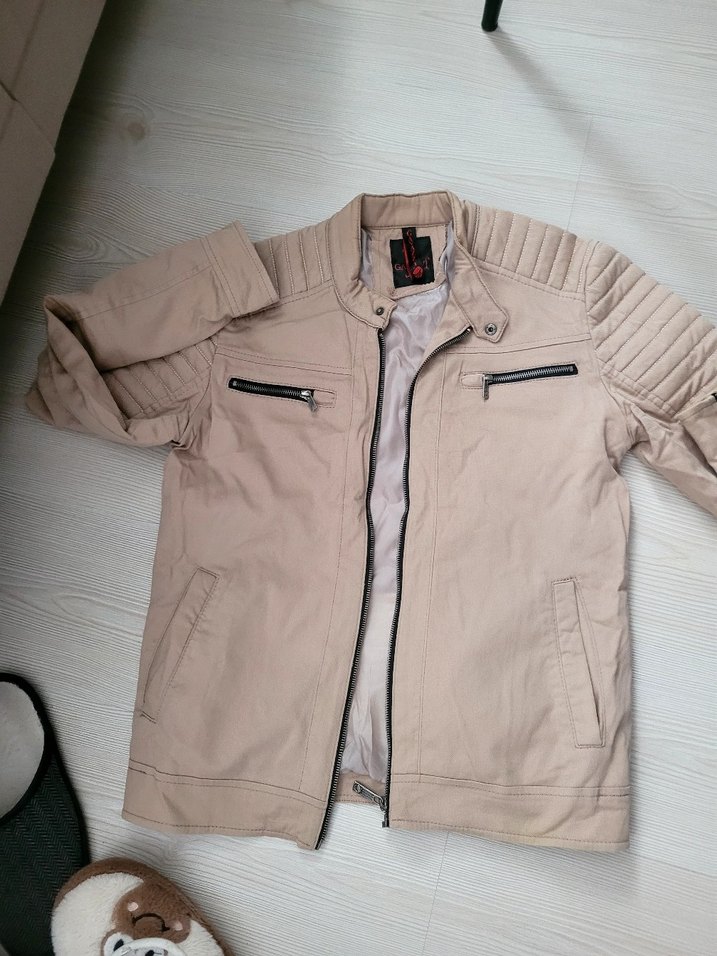 Bej Süet Erkek Biker Ceket - Görsel 2