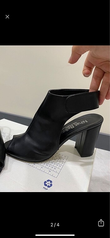 Siyah yarı açık bootie