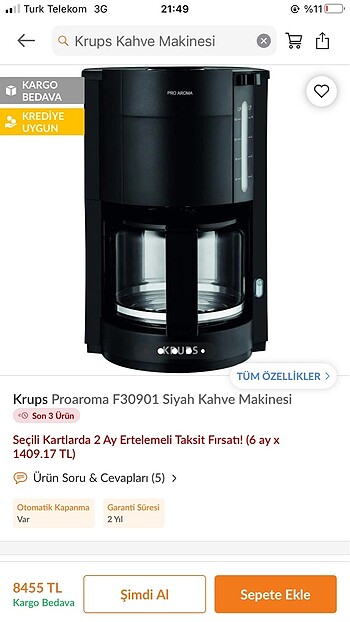 Krups Filtre kahve makinesi