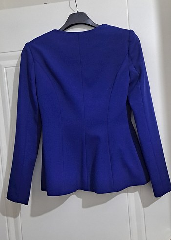 adil ışık Xs Kadın Mavi Düğmeli Ofis Blazeri - Görsel 2