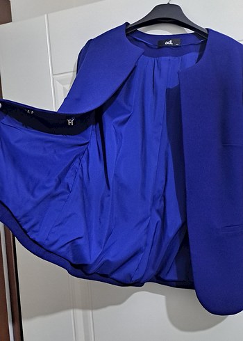 adil ışık Xs Kadın Mavi Düğmeli Ofis Blazeri - Görsel 3