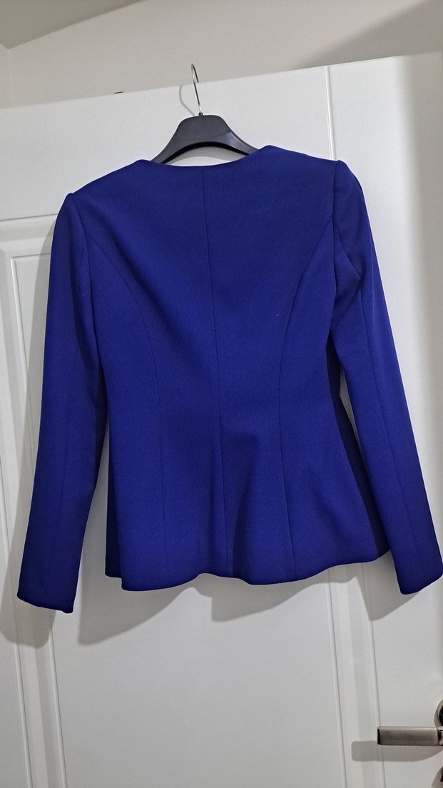 adil ışık Xs Kadın Mavi Düğmeli Ofis Blazeri - Görsel 2