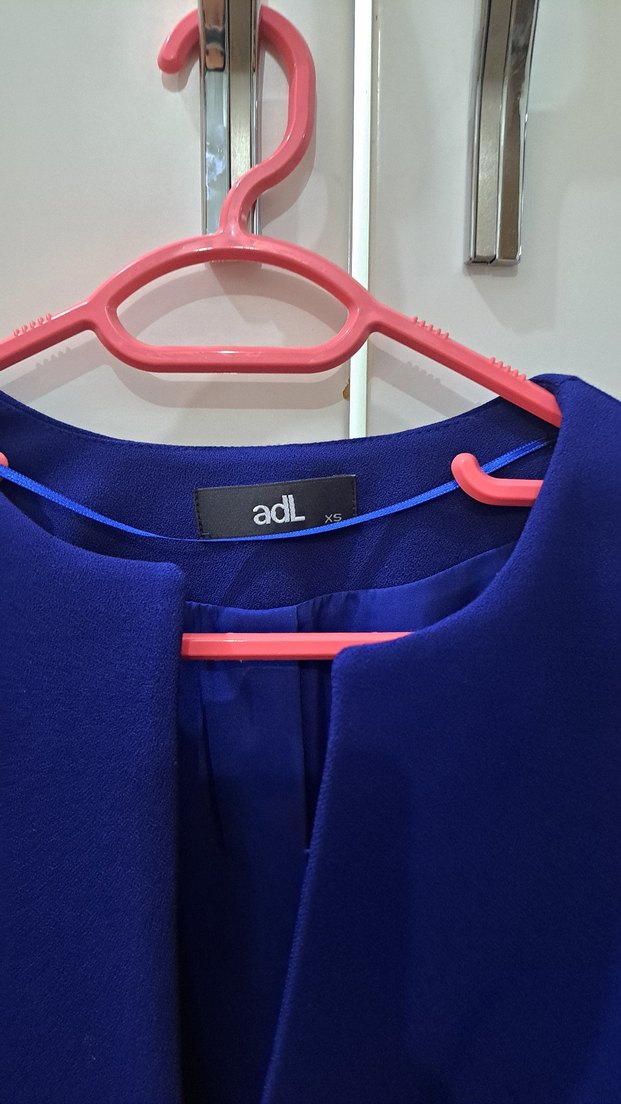 adil ışık Xs Kadın Mavi Düğmeli Ofis Blazeri - Görsel 4