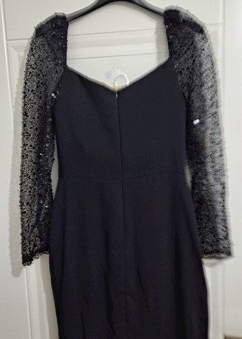 Siyah Drapeli Uzun Abiye Elbise - Görsel 5