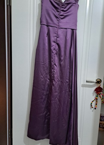 Mor Drapeli Uzun Abiye Elbise - Görsel 4