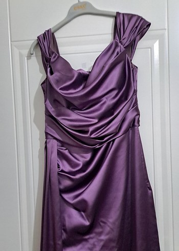 Mor Drapeli Uzun Abiye Elbise - Görsel 3