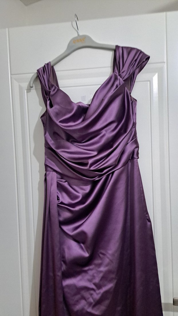 Mor Drapeli Uzun Abiye Elbise - Görsel 3