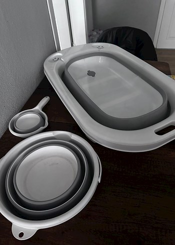 Gri Katlanabilir Bebek Banyo Seti - Görsel 2