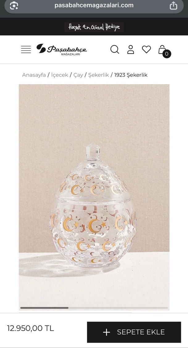 Altın Ay ve Yıldız Desenli Paşabahçe şekerlik sıfır - Görsel 4