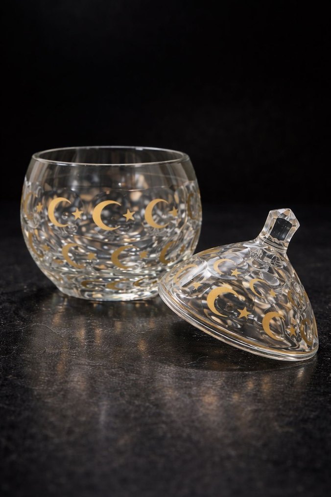 Altın Ay ve Yıldız Desenli Paşabahçe şekerlik sıfır - Görsel 2