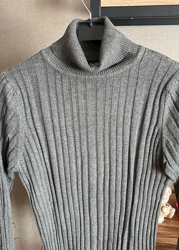 Gri Balıkçı Yaka Kadın Triko Kazak - Görsel 2