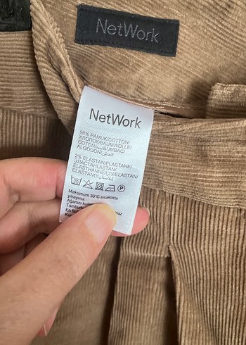 Camel renkli Kadın Keten Bol Kesim kadife pantalon - Görsel 4