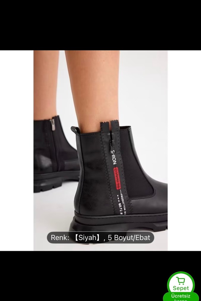 Siyah Kadın Günlük sıfır Botlar Velcro - Görsel 3