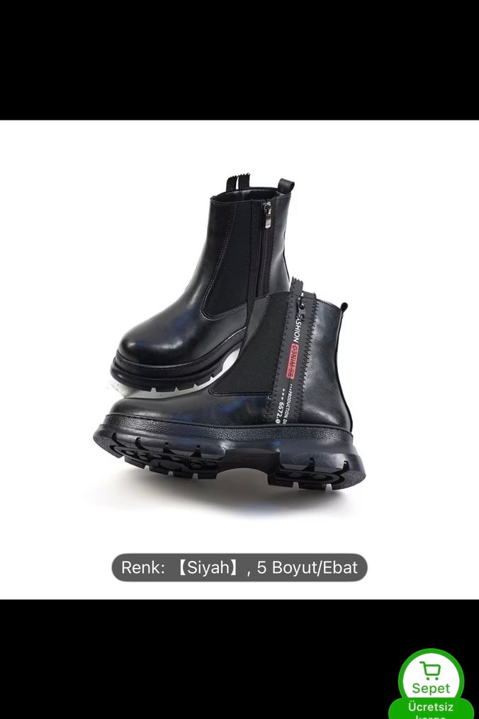 Siyah Kadın Günlük sıfır Botlar Velcro - Görsel 2