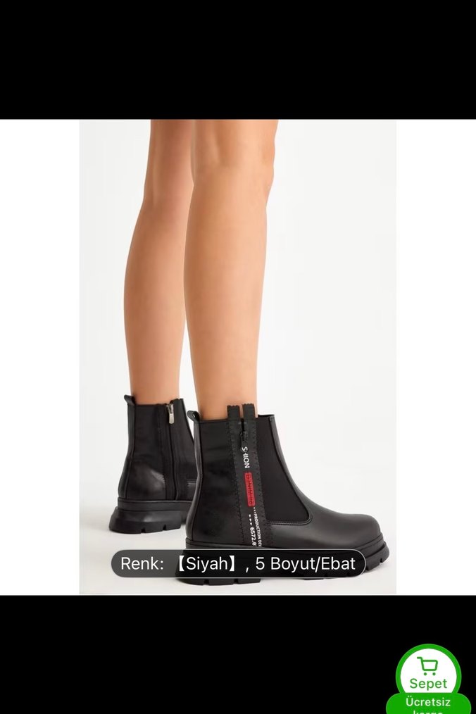 Siyah Kadın Günlük sıfır Botlar Velcro - Görsel 4