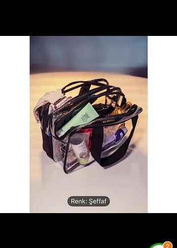 Büyük Çift Bölmeli Siyah Şeffaf Makyaj Çantası siyah - Görsel 5