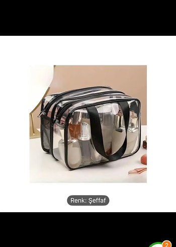 Büyük Çift Bölmeli Siyah Şeffaf Makyaj Çantası siyah - Görsel 8