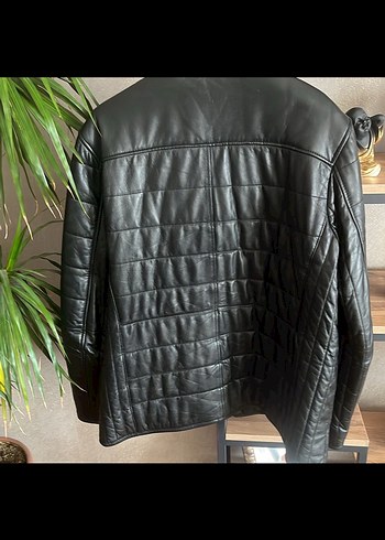 Düğmeli Siyah hakiki Deri Erkek kaban - Görsel 4