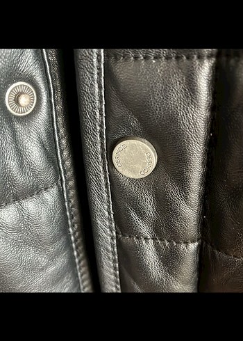 Düğmeli Siyah hakiki Deri Erkek kaban - Görsel 6