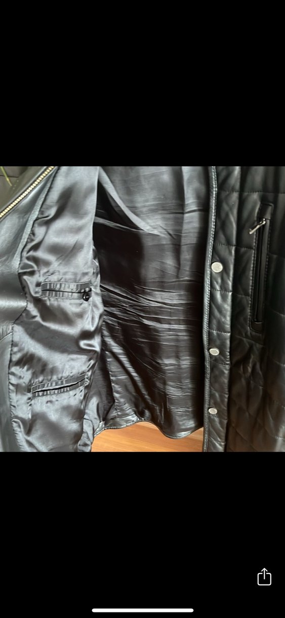 Düğmeli Siyah hakiki Deri Erkek kaban - Görsel 5