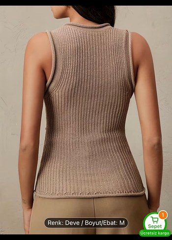 Hasır renkli Kısa Triko Kadın bluz - Görsel 5