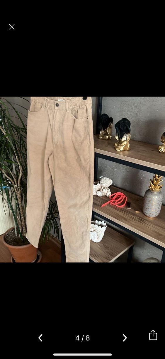 Kadın hasır renk kadife Pantolon - Görsel 4