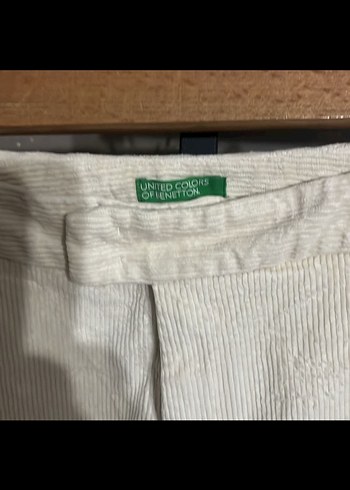 Ecru renk kadife Kadın Pantolon - Görsel 2