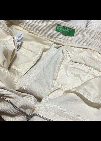 Ecru renk kadife Kadın Pantolon - Görsel 8