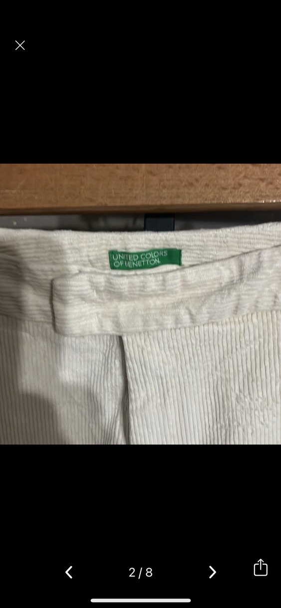 Ecru renk kadife Kadın Pantolon - Görsel 2