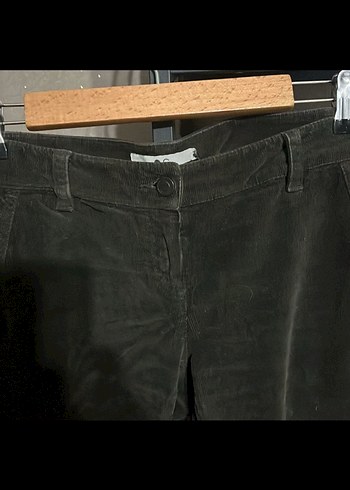 Koyu haki kadife Rahat Kadın Pantolon - Görsel 2